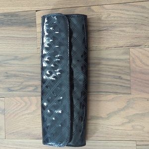 Gap Black Faux Patent Leather Quilted Clutch
